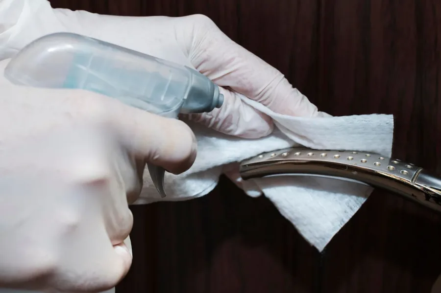 Biological disinfection of door handles